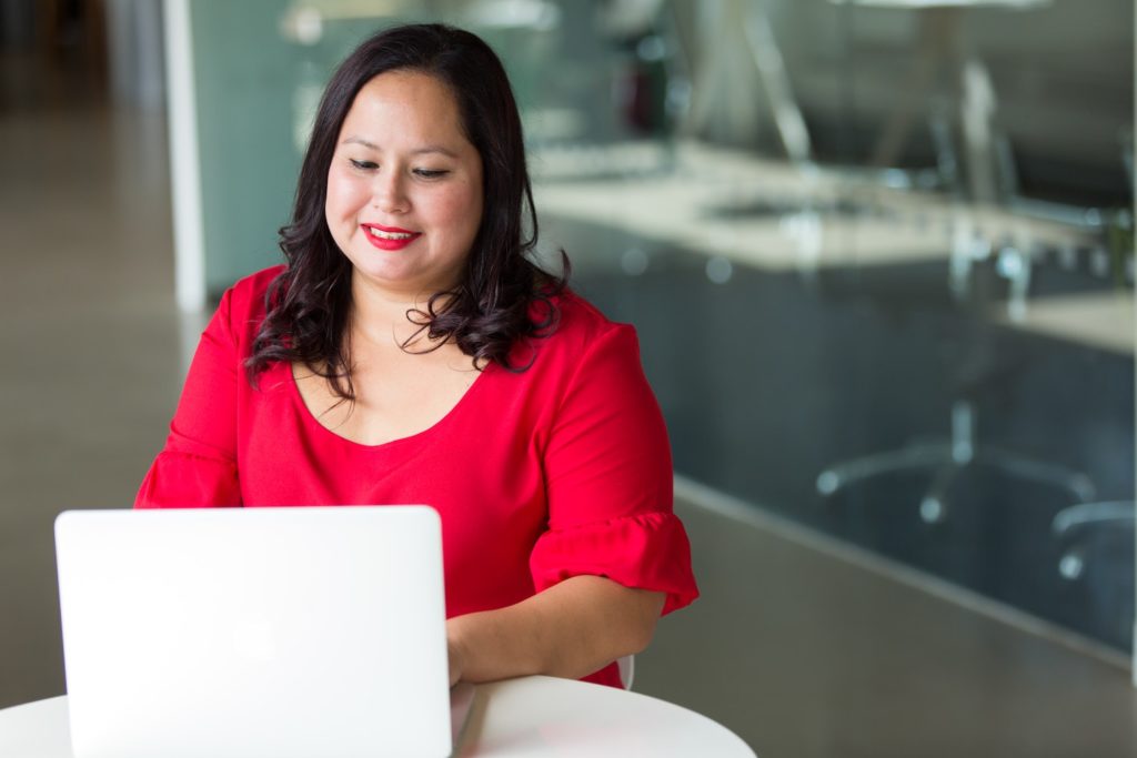 Woman learning about virtual buying and selling